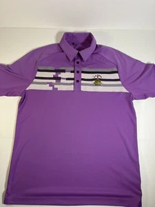 Adidas US Open Mens Golf Polo Sz Med Embroidered Merion 2013 Purple Stretch EUC - Picture 1 of 12