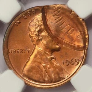 NGC MS65RD 1965 Brockage de un centavo Lincoln Broadstruck como nuevo error muy raro - Imagen 1 de 4