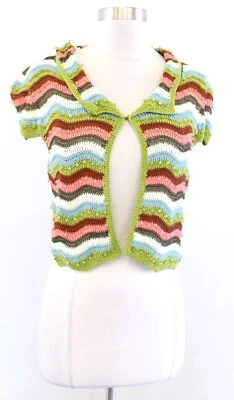 Cárdigan Bolero Capa A Rayas Crochet Nanette Lepore Años 2000 De Colección Talla L Nuevo con Etiquetas Foto 1 de 4