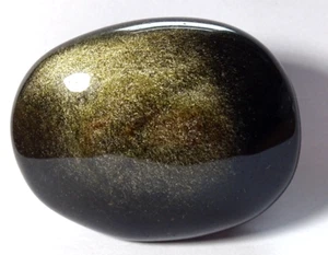 CHUNKY GOLD SHEEN OBSIDIAN PALMSTONE 4.7 x 3.7 cms 46.81 gms - # 1 - Foto 1 di 4