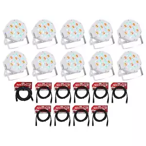 (10) Rockville RockPAR50 WHT LED RGB Par Can DJ/Club DMX Wash Lights+Cables - Picture 1 of 11