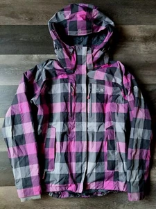 MOUNTAIN HARDWEAR Womens Pink Plaid Dry Recco Snow Chuter Ski Jacket Sz M - Picture 1 of 11