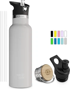 Kids Water Bottle Easy-Sip Straw Lid Leak-Proof Insulated Stainless Steel Thermo - Picture 1 of 7