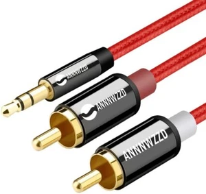 1M ANNNWZZD RCA Audio Cable 2RCA Male to 3.5mm Jack to 2 RCA AUX Braided A55 - Picture 1 of 1