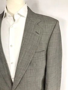 CRICKETEER Wool 42L Sport Coat 2-Button Glen Plaid Center-Vent Grey Blazer - Picture 1 of 11