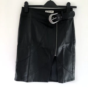 Free People We The Free Black Faux Leather Skirt Size 0 BNWT - Picture 1 of 17