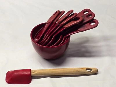 KitchenAid Measuring Cups Spoons Teaspoon Set Burgundy 10 Piece Combo Cup Stack - Image 1 of 4