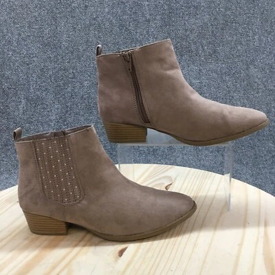 Lauren Conrad Ankle Boots Womens 9.5M Brown Gray Mocha Taupe Zip Casual Suede - Image 1 of 4