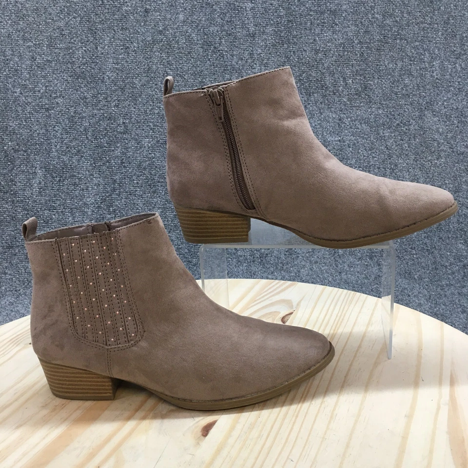 Lauren Conrad Botines Mujer 9.5M Marrón Gris Moca Taupe Cremallera Informal Gamuza Foto 1 de 4