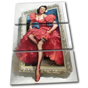Vintage Girl Retro Pin-ups TREBLE CANVAS WALL ART Picture Print VA - Picture 1 of 1