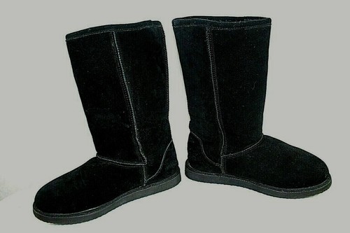 UGG FASHION FEET stivali invernali casual da donna taglia 9 top in pelle neri