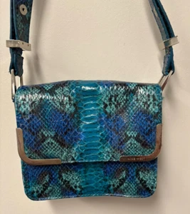 Nine West Blue, Black and Teal Convertible Crossbody Snake print bag - Picture 1 of 12