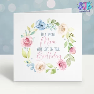 Floral Roses Birthday Card, Personalised, For Mum, Auntie, Sister, Granny,Nan - Picture 1 of 3