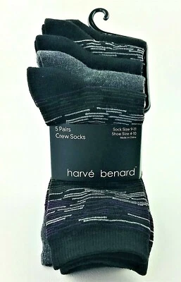 Calcetines para mujer Harve Benard lisos y a rayas negros/púrpura paquete de 5 talla 9-11 Foto 1 de 4