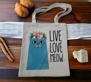 Cats with Love Beuteltasche, Tragetasche aus natürlicher Baumwolle, leichte Schultertasche - Bild 1 von 3
