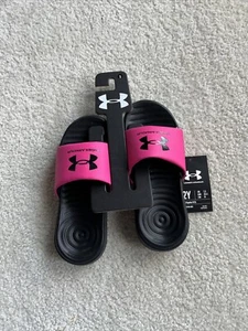 Under Armour Slides Youth Size 2Y Pink and Black Slides/Sandals New - Picture 1 of 5