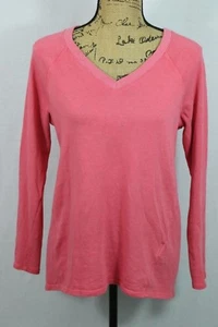 C & C California V-Neck Sweatshirt Size Small Cotton Blend Pink Coral Made USA - Picture 1 of 6