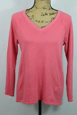 C & C California V-Neck Sweatshirt Size Small Cotton Blend Pink Coral Made USA - Image 1 of 4