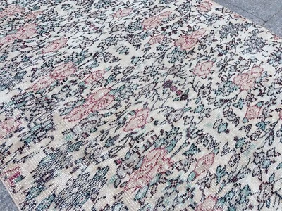 DECORATIVE ART DECO STYLE TURKISH VINTAGE HANDKNOTTED TRIBAL WOOL HOME DECOR RUG - Image 1 of 4