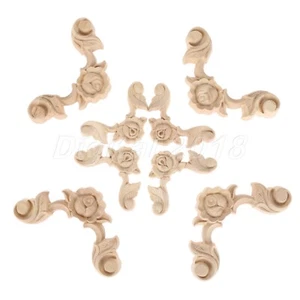 6*6cm/10*10cm Wood Carved Corner Onlay Applique Woodcarving Decal Unpainted - Picture 1 of 8