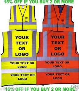 Personalised Printed Hi Vis Safety Vest Logo Text Print Warehouse Event Business
