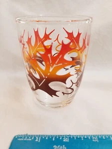 Vintage 11 Ounce Glass Water Tumblers Orange Silhouette Autumn Leaf Leaves - Picture 1 of 6