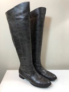 Paul Green Riding Boots Women’s Dk Gray Tall Leather  Half-Zip Size 6 AUS 3.5