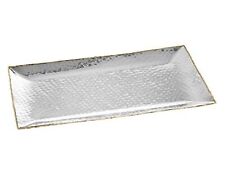Hammered Rectangular Tray With Gold Border 14"