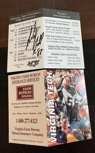 1999 Virginia Tech Hokies Football 2 Autographed Schedule Corey Moore Ricky Hall - Picture 1 of 3