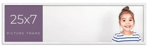 25x7 Frame White Real Wood Picture Frame Width 0.75 inches | Interior Frame Dept - Picture 1 of 9