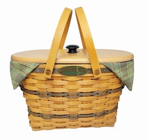 Cesta de beca vintage Longaberger Traditions Collection 1997 tapa y forro - Imagen 1 de 13