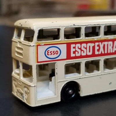 火柴盒 Double Decker 巴士 罕见 棕褐色 莱斯尼 1966 戴姆勒 No.74 Esso Extra Petrol — 第 1/4 张图片