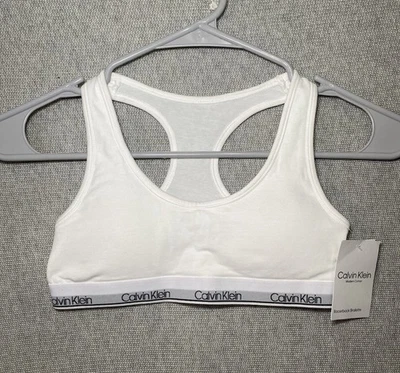 [New] Calvin Klein Girls Modern Cotton Racerback Bralette 6103 Sz Large 10/12 - Image 1 of 4