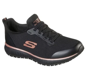 Skechers Squad Womens Black Rose Gold Slip Resistant Work Memory Foam Trainers - Picture 1 of 1