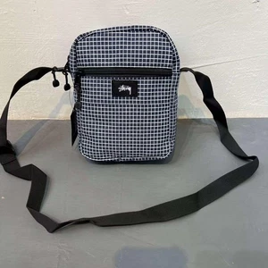 Bolso Bandolera Stussy Streetwear Patrón a Cuadros Ligero y Duradero Negro - Imagen 1 de 12