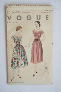 Vintage Vogue 3509 KLEID von 1953 Größe 13 Oberweite 31,5 / Hüfte 35,5 -- komplett - Bild 1 von 2