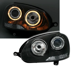 Hlavní světlomet pour VW GOLF 5 V MK5 2003-2009 Angel Eyes Black DEPO UK RHD/LH - Bild 1 von 14