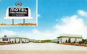 TWO HARBORS MN MOTEL TWO HARBORS AAA US HWY 61 1950s ROADSIDE POSTCARD 100525 U - Picture 1 of 2