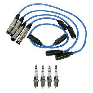 NGK 7mm Wire Set 4 Denso Iridium Spark Plug Kit For Cabrio Golf Jetta Passat L4 - Picture 1 of 1