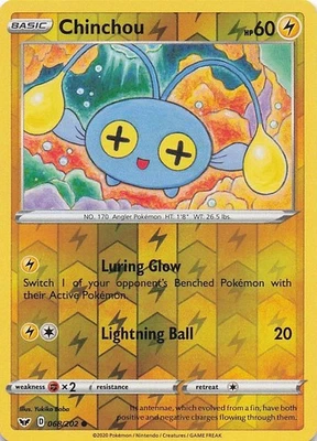 Chinchou (068) Common Reverse Holo SWSH01: Sword & Shield Base Set 068/202 NM - Image 1 of 2