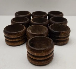 Juego de 8 soportes de anillo de servilleta de madera Scandia Alfred E. Knobler de colección - Imagen 1 de 7