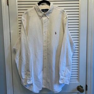 Camicia uomo Ralph Lauren panna con bottoni manica lunga vestibilità classica 17 1/2 - Foto 1 di 4