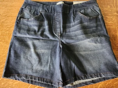 Liz Claiborne Womens Classic Short Size 14 Dark Blue/Denim Pull On Stretch NWT - Image 1 of 4