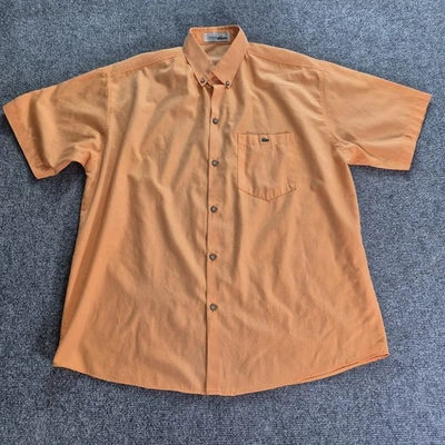 Camisa Chemise Lacoste Masculina Grande Laranja Botão Manga Longa Vintage LEIA - Imagem 1 de 4