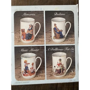 Vintage Norman Rockwell 1982 Set 4 Boxed Ceramic Bedtime, Memories, Dollhse, Music - Bild 1 von 11