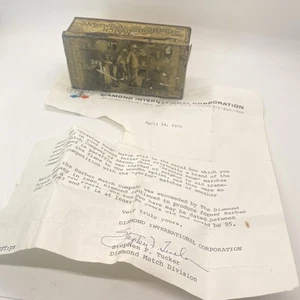 Antique The Diamond Match Company Tin Litho Box New York NY Vintage VTG Metal - Picture 1 of 19