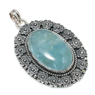 Gemas de aguamarina hechas a mano de plata de ley 925 colgante de diseño joyería Foto 1 de 4