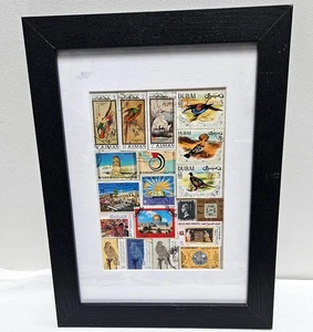 Vereinigte Arabische Emirate Themen Vintage Briefmarkensammlung im Bilderrahmen - Bild 1 von 3