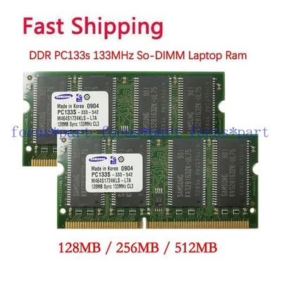 Samsung 128MB 256MB 512MB PC133s 133MHz SD-Ram 144-Pin So-Dimm Laptop Memory Ram - Image 1 of 4