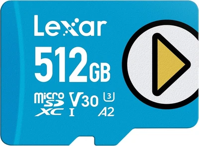 Lexar 512GB Play Blue Micro SD Card, UHS-I, C10, U3, V30, A2, 4K, 512GB - Image 1 of 4